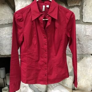 Red Button Down Collar Shirt